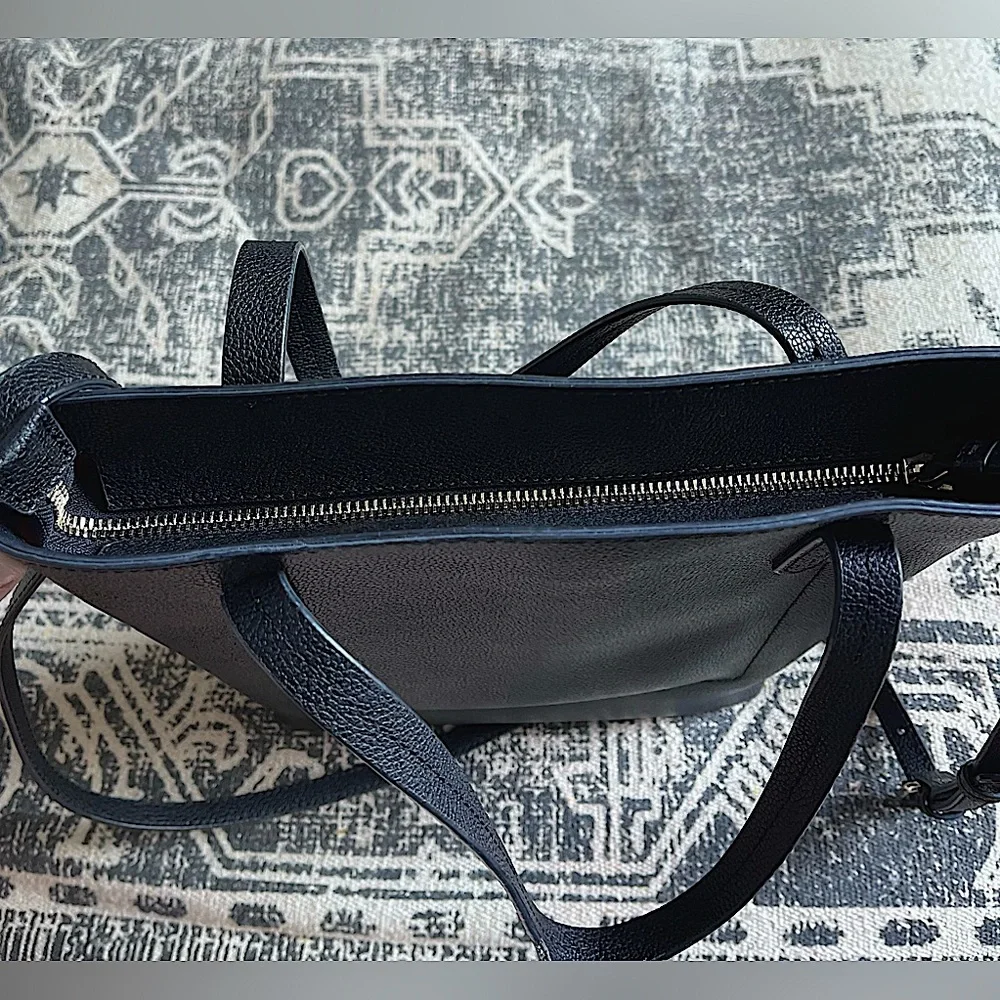 Black Faux Leather Versatile Large Crossbody Tote Bag Purse - Picture 5 of 5